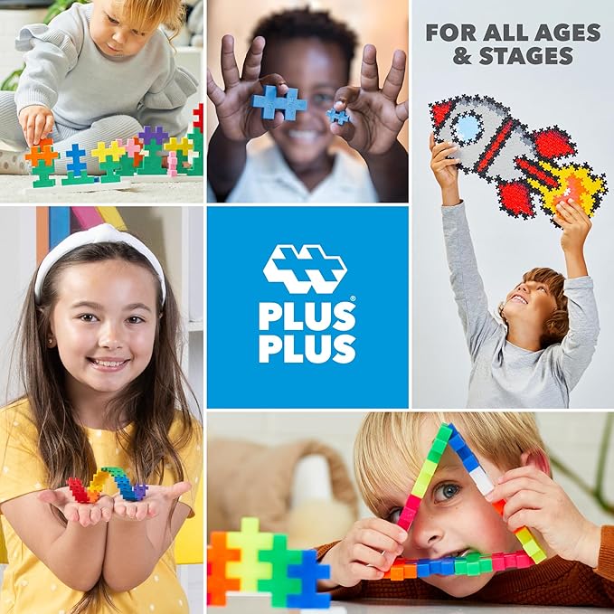 PLUS PLUS Big - 15 Piece Bunny Tube- Construction Building Stem/Steam Toy, Interlocking Large Puzzle Blocks for Toddlers and Preschool