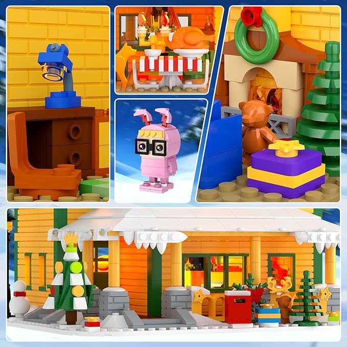 Christmas House Building Set with LED Light, Story Movie Snow Village House Building Kit Compatible with Lego, Christmas Prefect Gift for Movie Fans, Boys, Girls, Adults, Friends (1146 Pcs)