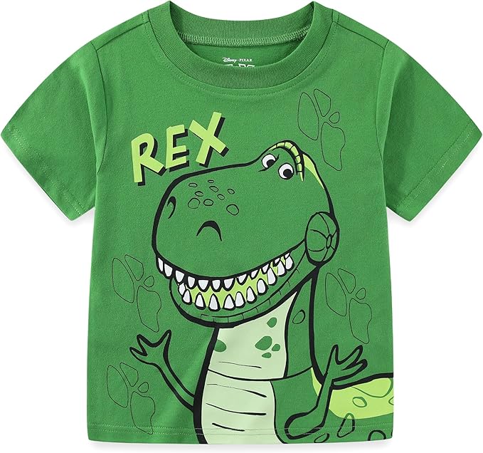 Disney Toy Story Woody, Buzz and Rex Boys Short Sleeve T-Shirt 4 Pack for Toddler and Little Kids