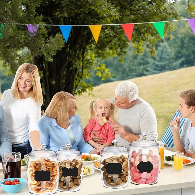 4 Pcs 64 oz Candy and Cookie Jar with Lids 4 Spoons Plastic Jars Decorative Apothecary Jars Candy Buffet Containers Clear Can Airtight Food Storage Canister for Home Decoration Supplies