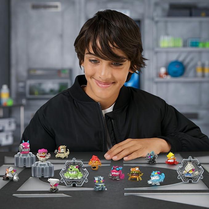 MRBEAST LAB Swarms Series 3, Hyper Fusion Series, 14 Pack Collectible Micro Beasts, 14 Collectible Stickers & 4 Fusion Caps to Build Out Your Own Steel Slushee