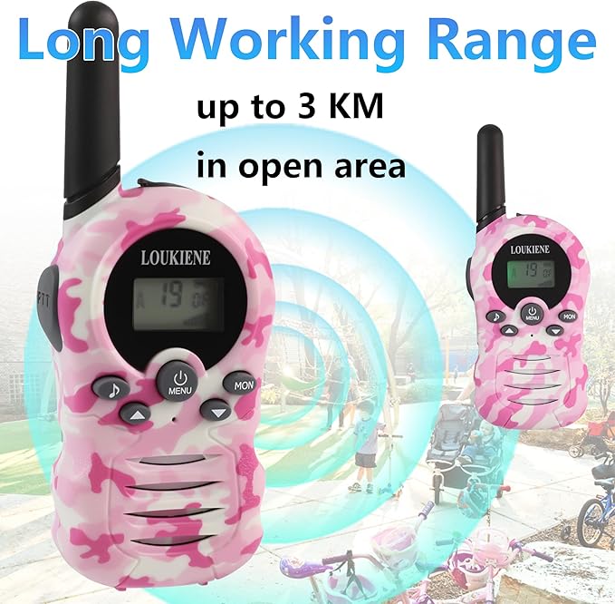 Walkie Talkies for Kids 22 Channels 2 Way Radio Walkie-Talkie Toy with Backlit LCD, 3 KMs Range for 3-12 Year Old Boys Girls Camping Hiking Outdoor Adventure Games (1 Pair, Pink Camo)