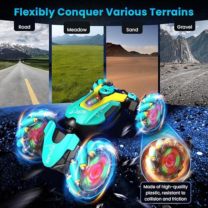 Remote Control Cars with Gesture Sensing, 360° Rotation Spray Drift RC Car for Kids, 4WD Stunt Car Remote Control Car with Hand Control, Boys Toy RC Cars with Music Light for Kids 6-12 Year Old