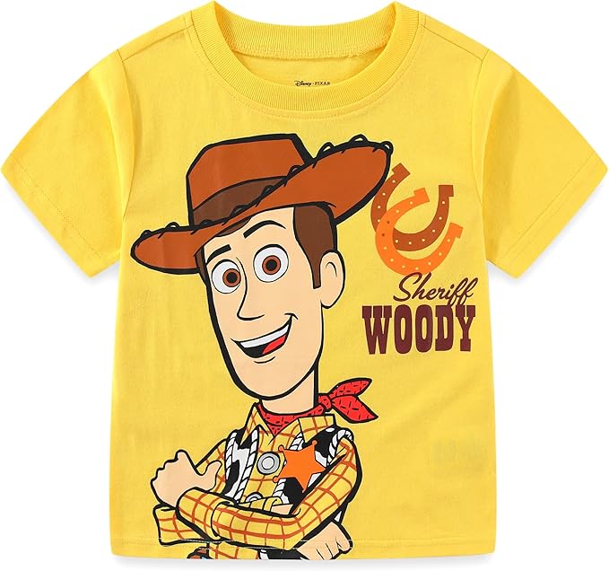 Disney Toy Story Woody, Buzz and Rex Boys Short Sleeve T-Shirt 4 Pack for Toddler and Little Kids