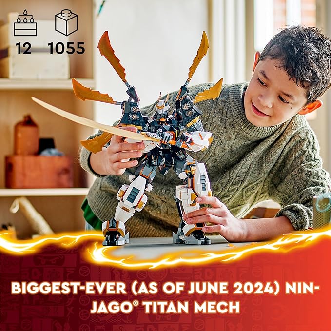 LEGO NINJAGO Cole’s Titan Dragon Mech Adventure Toy for Boys and Girls, Ninja Toys, Playset with 1 Ninja Minifigure, NINJAGO Mech with Dragon Wings, Birthday Gift for Kids Ages 12 and Up, 71821