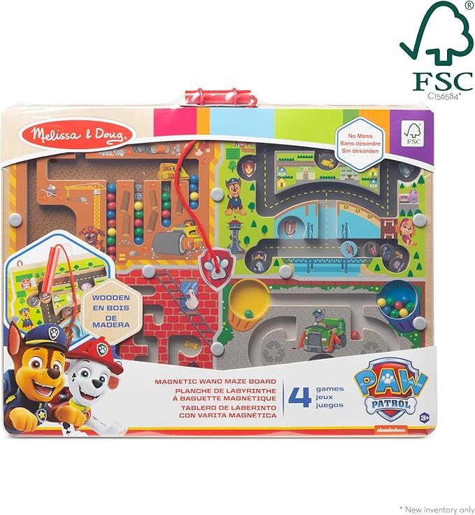Melissa & Doug PAW Patrol Wooden 4-in-1 Magnetic Wand Maze Board - FSC Certified