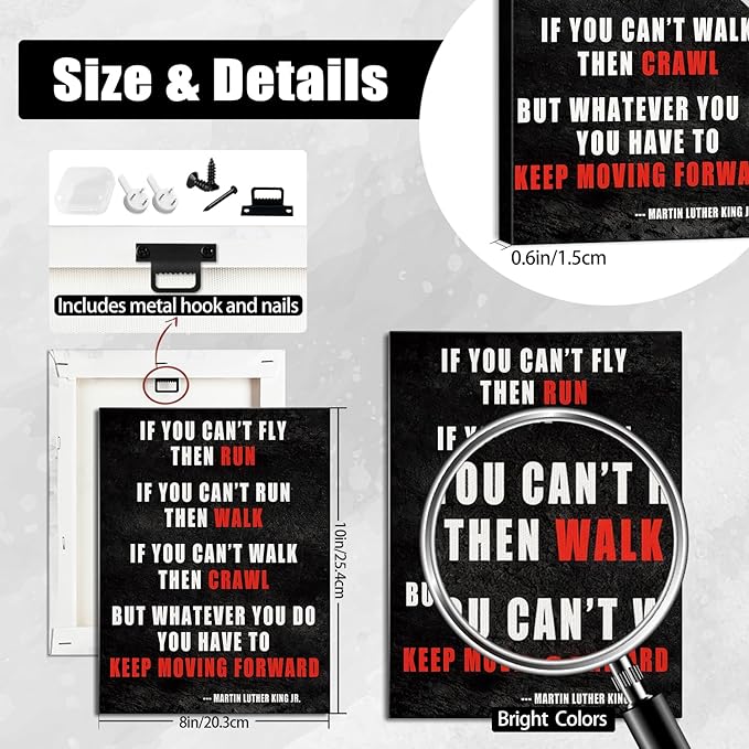 AbcCustomize Keep Moving Forward Motivational Wall Art, Inspirational Wall Decor for Office & Home, Positive Quotes Canvas Prints Ready to Hang, Uplifting Office Wall Art for Living Room or Bedroom