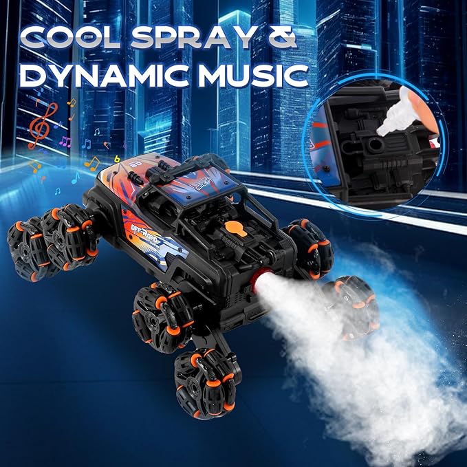 8 Wheels Hand Controlled Rc Stunt Car Toys, Gesture Sensing Remote Control Cars for Boys Age 6 7 8-12 13 14 Year Old, Birthday Gifts Ideas for Kids-Orange