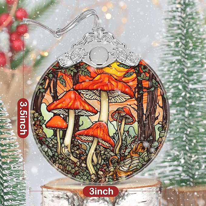 Mushroom Ornament, Christmas Ornaments, Christmas Decorations for Tree, Stained Glass Ornament, Heirloom Keepsake, Gift Exchange, Gift Ideas, Bauble Present