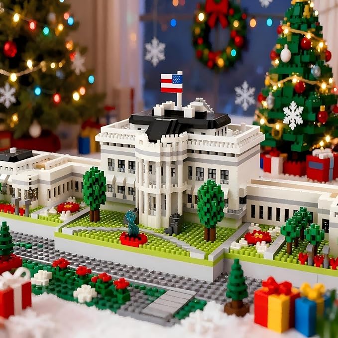 Micro Mini Building Block Sets for Adults, No Compatible with Lego, White House Famous Landmark Building Moldel for Home & Office Decor, MOC 3D Creative Model Gifts for Christmas