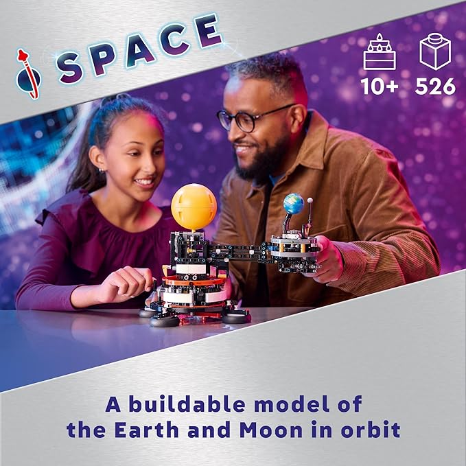 LEGO Technic Planet Earth and Moon in Orbit Building Set, Outer Space Birthday Gift for 10 Year Olds, Solar System Toy for Imaginative, Independent Play, Space Room Décor for Boys & Girls, 42179