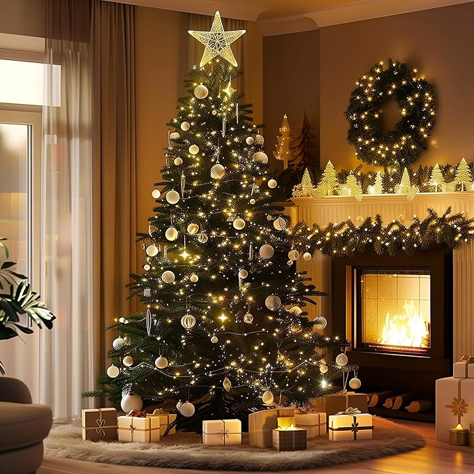 Dazzle Bright Warm White Christmas Mini String Lights, 2 Pack Total 60FT 300 Incandescent White Wire Fairy Lights, Waterproof Christmas Decorations for Indoor Outdoor Party Garden Yard Decor