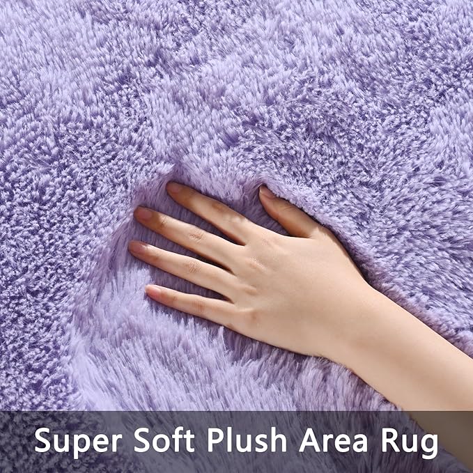 Pettop Fluffy Lavender Purple Rug for Bedroom Living Room, 8x10 Feet Super Soft Shaggy Plush Fuzzy Rugs for Girls Kids Boys, Non-Slip and Washable Rug for Nursery Classroom, Carpet for Rooms Decor