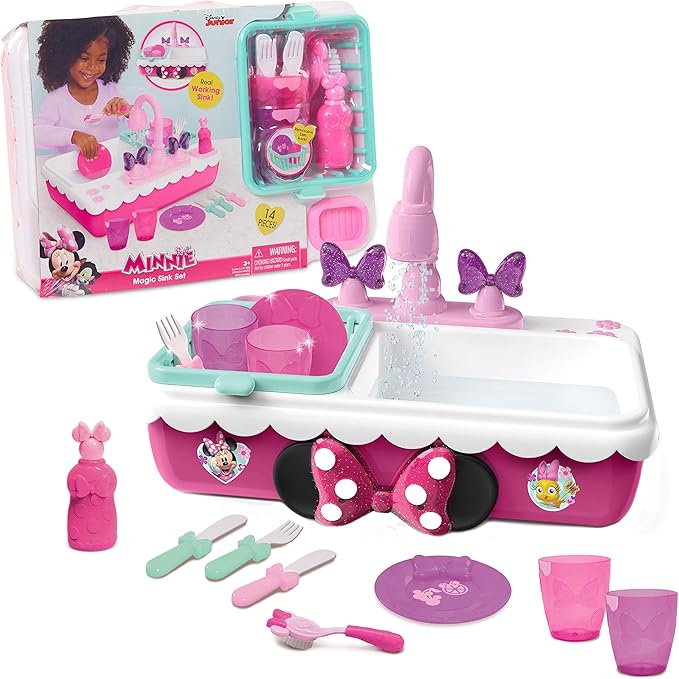 Minnie's Happy Helpers Magic Sink Set, Pretend Play Working Sink, Kids Toys for Ages 3 Up by Just Play