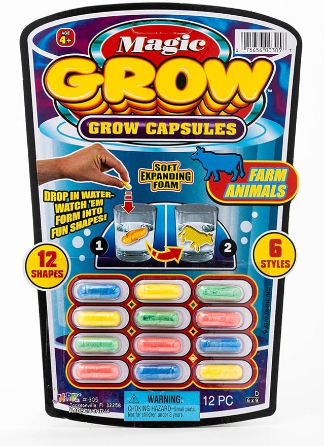 JA-RU Magic Grow Capsules (6 Pack, 72 Capsules) Sea Creatures, Dinosaur, Animal Farm Toys. Water Growing Toys for Kids. Expanding Foam Bath Toys. Animal Party Favors Fidget Toy. 305-6p