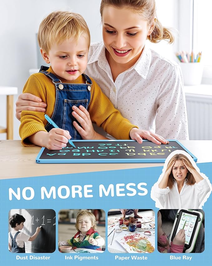 KOKODI LCD Writing Tablet, 16 Inch Colorful Doodle Board Drawing Tablet, Erasable Reusable Electronic Drawing Pads, Educational and Learning Toy for 3-6 Years Old Boy and Girls