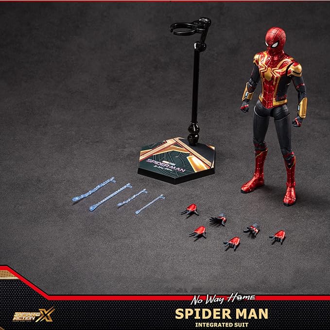 No Way HomeSpiderman Action Figures-7 Inch All Joints Movable Exquisite Collection Gift Toy (Gold & Red)