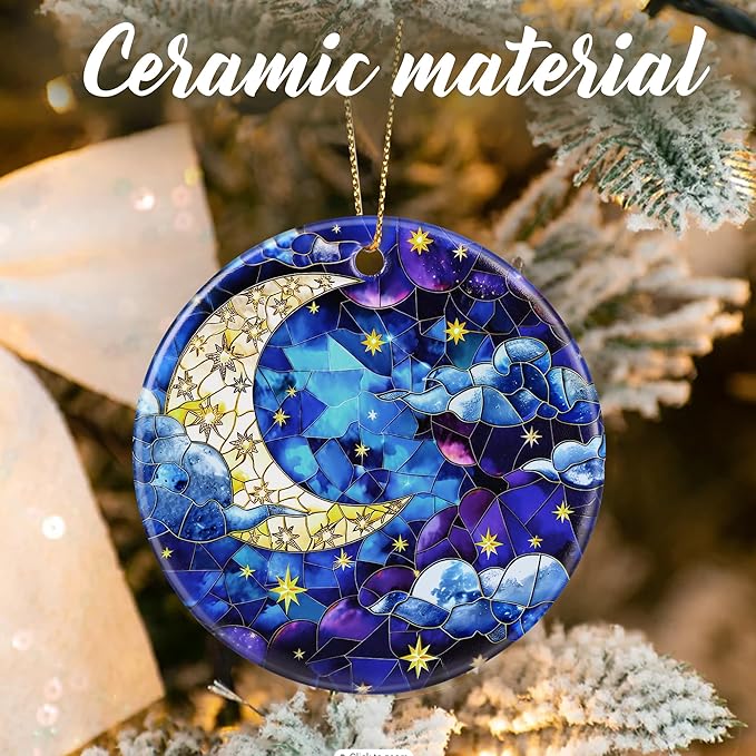 Night Sky Ornaments, Christmas Ornaments: Christmas Tree Decorations, Holiday Decor, Stocking Stuffers, Gift Ideas, Xmas Gift, Star and Moon Lover Gifts & Gifts for Art Lover