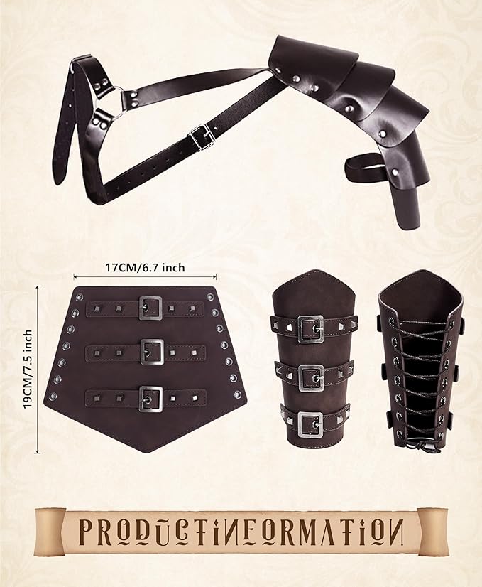 8 Pcs Men's Renaissance Costume Halloween Medieval Pirate Shirt Pant Viking Costume Accessories Set