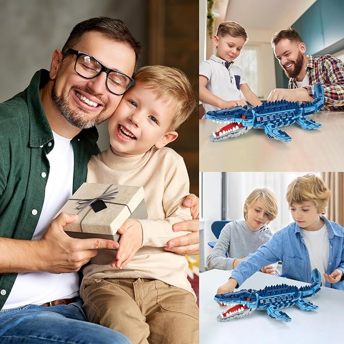 805 Pcs Mosasaur Dinosaurs Building Set,Sea Creatures Creativit Model Building Kit,STEM Dinosaur World Park Building Toy,DIY Functional Sea Scene Display,Christmas Birthday Gifts for Boys,Teens,Adults