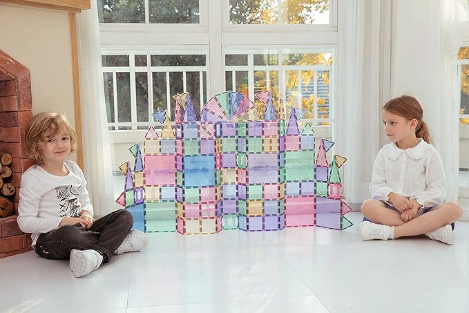 120PCS Premium MagneticTiles, Magnet Tiles, STEM AUTHENTICATED, Magnetic Blocks, Magnet Tiles, Magnetic Building Blocks, Magnets for Kids, MagneticTile Toy Boys Girls Age 3 4 5 6 7 8