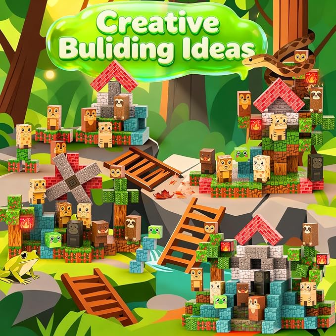 120 PCS Magnetic Blocks for Kids Ages 3 4 5 6 7 8 9 10, STEM Sensory Animal Magnetic Toys, Christmas Birthday Gifts for Toddlers Boys & Girls