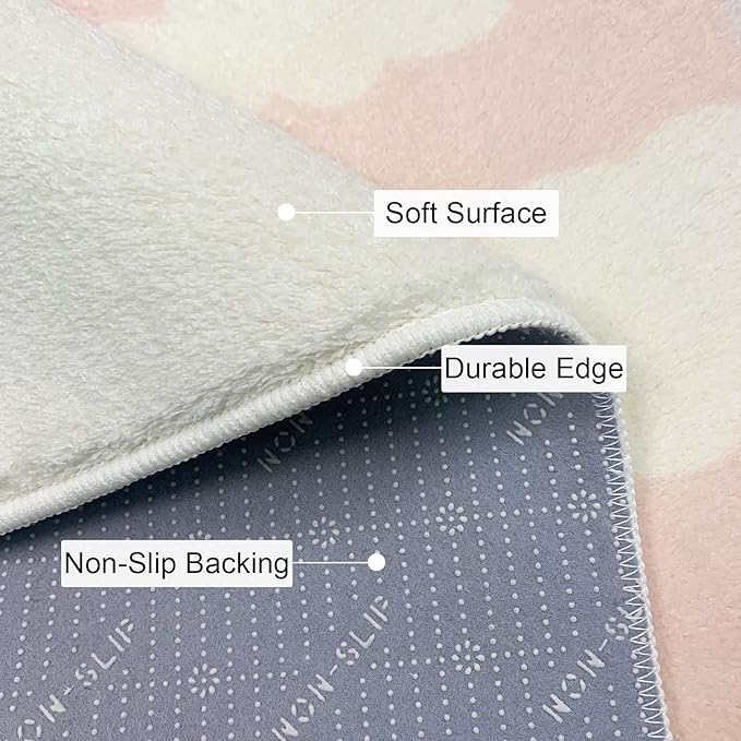 ABREEZE Kids Rug Play Mat, Ultra Soft Pink Unicorn Nursery Rug, 5'x6.6', Non Slip for Kids Room, Baby, Bedroom, Playroom, Living Room