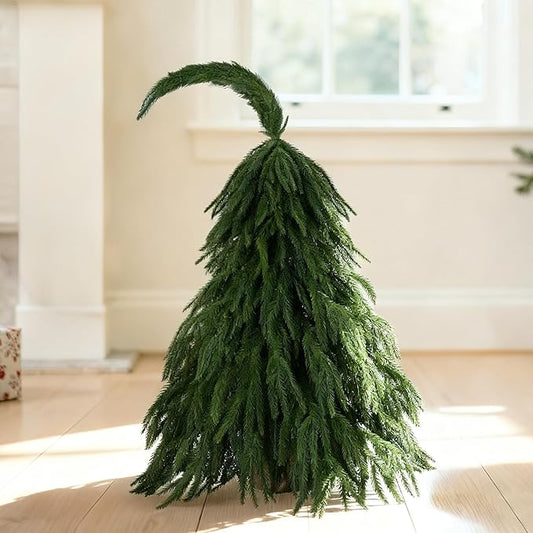 Tabletop Norfolk Pine Christmas Tree, 3FT Green Mini Artificial Christmas Tree with Norfolk Branch, Small Xmas Tree for Christmas Holiday Indoor Decoration