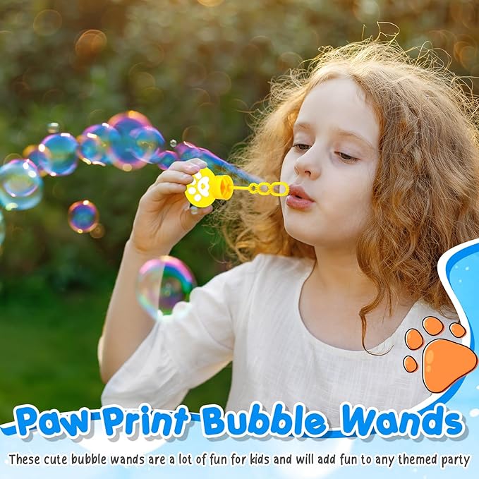 24 Pcs Dog Paw Bubble Wands Mini Bubble Party Favor Toys for Kids Toddlers Christmas Birthday Goody Bag Stuffer Filler Classroom Reward Gifts