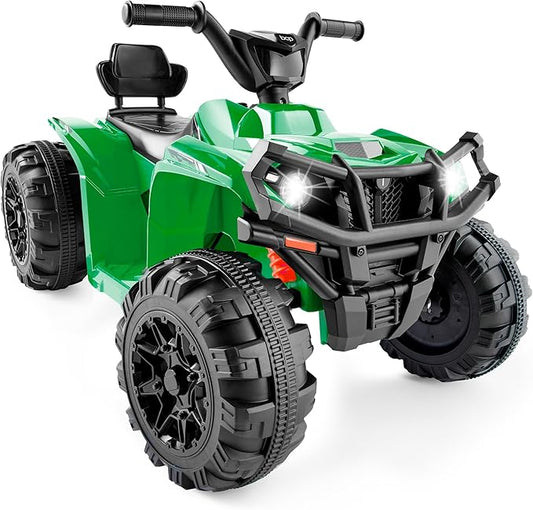 Best Choice Products 12V Kids Ride-On Electric ATV, 4-Wheeler Quad Car Toy w/Bluetooth Audio, 2.4mph Max Speed, Treaded Tires, LED Headlights, Radio - Kelly Green