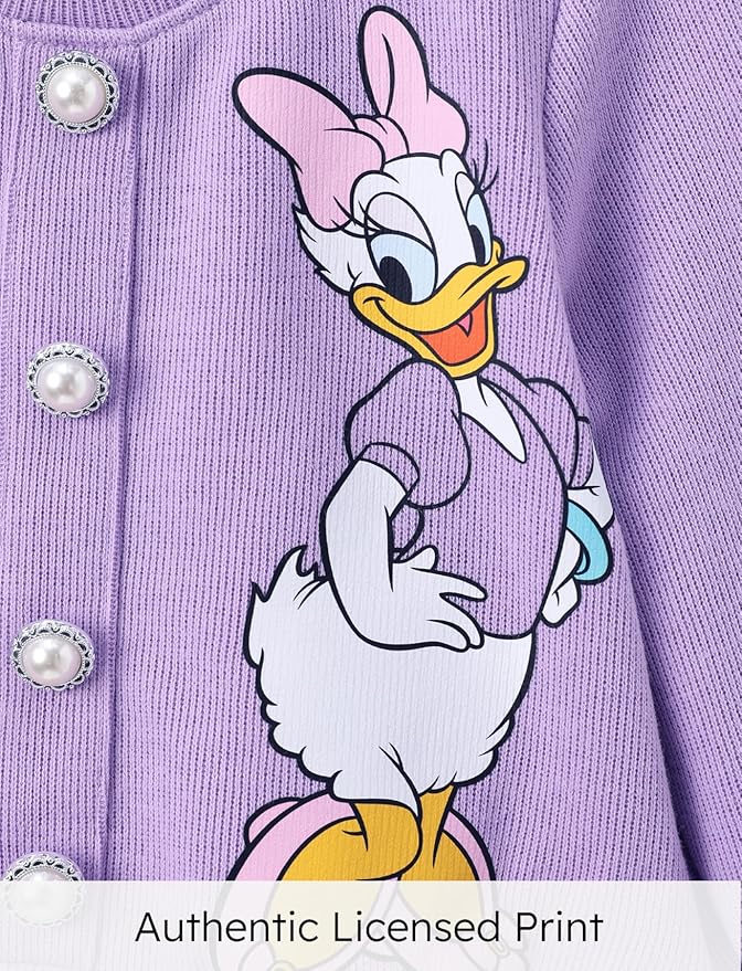 Disney Frozen Elsa Stitch Princess Moana Minnie Toddler Girl 2 Piece Outfit Kid Pearl Button Knit Top & Tweed Skirt Set 2-13Y