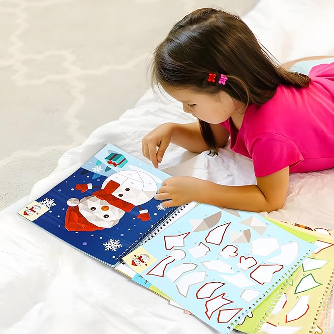 90shine 2PCS Christmas Crafts for Kids Ages 4-8 Sticker Paint Books Gifts Create 22 Pictures