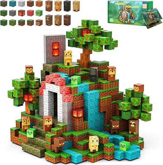 120 PCS Magnetic Blocks for Kids Ages 3 4 5 6 7 8 9 10, STEM Sensory Animal Magnetic Toys, Christmas Birthday Gifts for Toddlers Boys & Girls