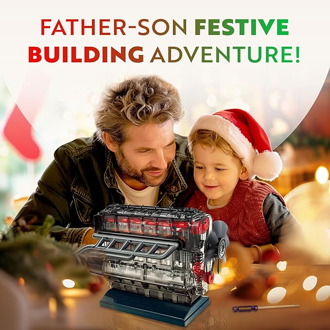 Playz Inline 6 Engine Model Kit - Build Your Own STEM Inline 6 Small Engine That Runs Kit for Adults & Kids Age 10-12+, Visible Inline 6 Mini Engine Kit That Works for Adult w/ 230 STEM Parts