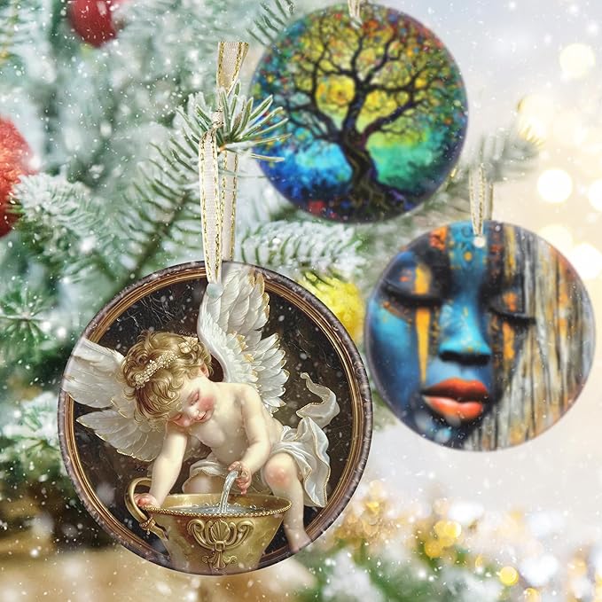3.5" Ceramic Christmas Ornaments, Christmas Tree Ornaments, Heirloom Keepsake, Gift Exchange, Gift Idea, Bauble Present - Little Angel