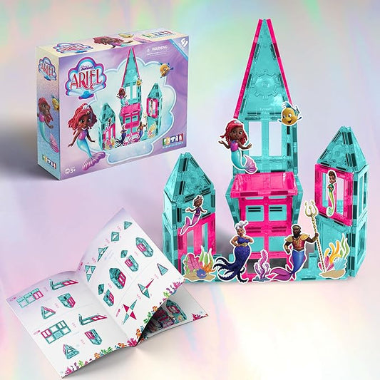 Tytan Disney Junior Ariel Magnetic Tile Set – 41-Piece STEAM Building Kit with Workbook for Magical Undersea Adventures Toys