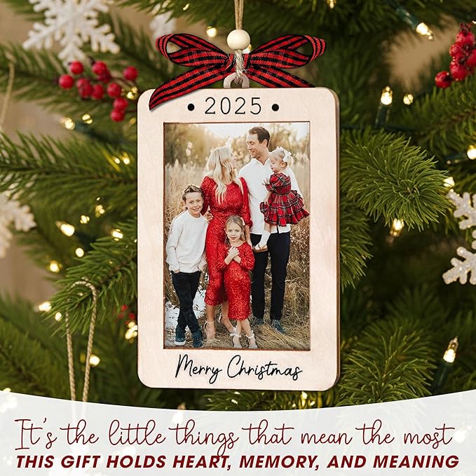 2025 Christmas Ornament Picture Frame - Family Photo Frame Ornaments - Picture Frame Ornament For Tree - Merry Christmas Ornaments With Picture Insert - Christmas Gift For Family, Friends