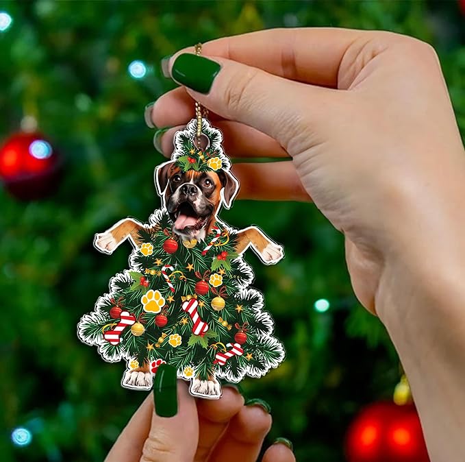 2025 Boxer Christmas Tree Ornament - Festive Holiday Acrylic Hanging Decoration with Adorable Boxer Dog -Boxer Dog Christma Tree Topper Ornament