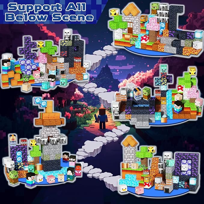 150 PCS Magnetic Blocks - Magnetic Tiles Building Block Toys, STEM Montessori Stacking Toys, Building Cube Game Birthday Gifts for Boys and Girls Age 3+ Years Old (Adventure)