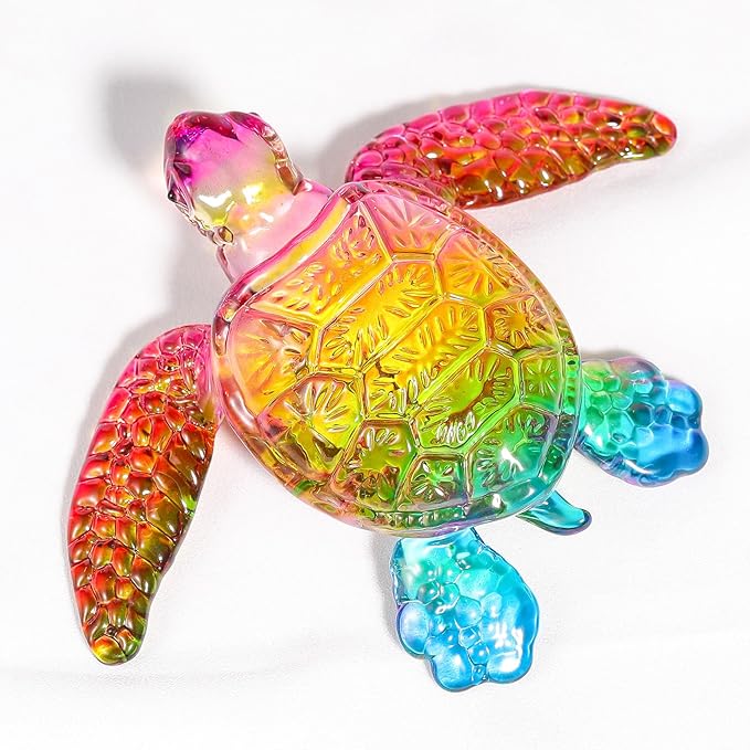 Movdyka Crystal Sea Turtle Decor Gifts for Women, Sea Turtles Statue Blown Art Glass Animals Sculpture Collection Figurine Home Decor, Paperweight Birthday Present for Best Frien