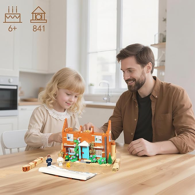 The Holiday Christmas Building Set, Rosehill Cottage Village Compatible with Lego – Cozy Winter House with Figures & Dog, Creative Display Gift for Adults, Kids & Movie Fans (841PCS)