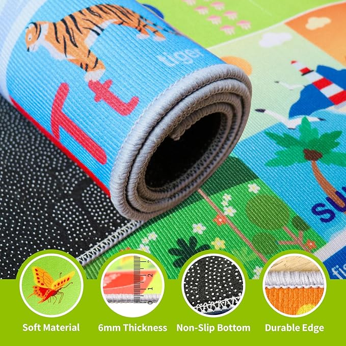 ABC Rug for Kids Playroom,Toddler Alphabet Mats Washable for Baby Area,Classroom,Play Room,Floor,Nursery(3×5FT)