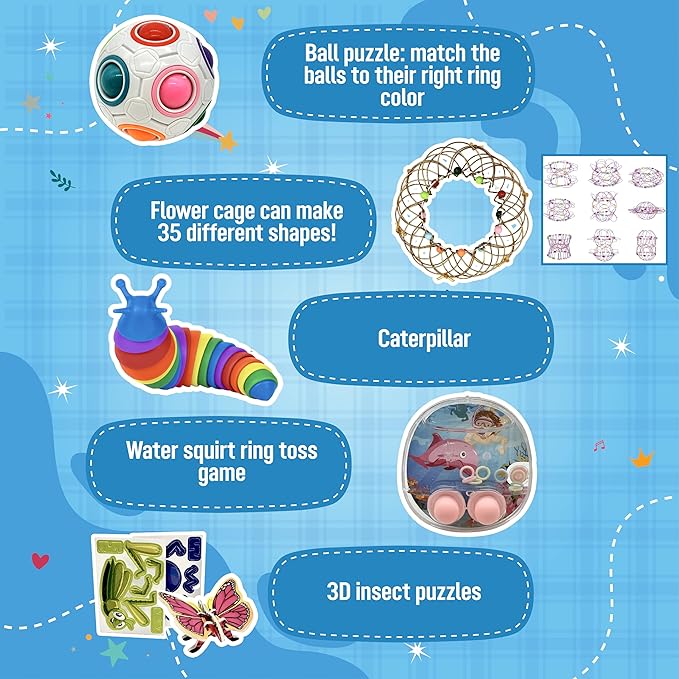 TRADER Z'S-New Travel Activity Kit, Kids and Toddlers Toys, Car Road Trip Essentials, Airplane and Vacation Must Have, Camping Essentials, Kids Travel Games, Sensory Toys.