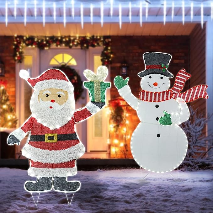 5.5ft Christmas Snowman Lighted Decoration Christmas Lighted Snowman with Scarf Hat Pre-Lit 171 LED Lights Decoration for Xmas Home Pathway Lawn Party Display