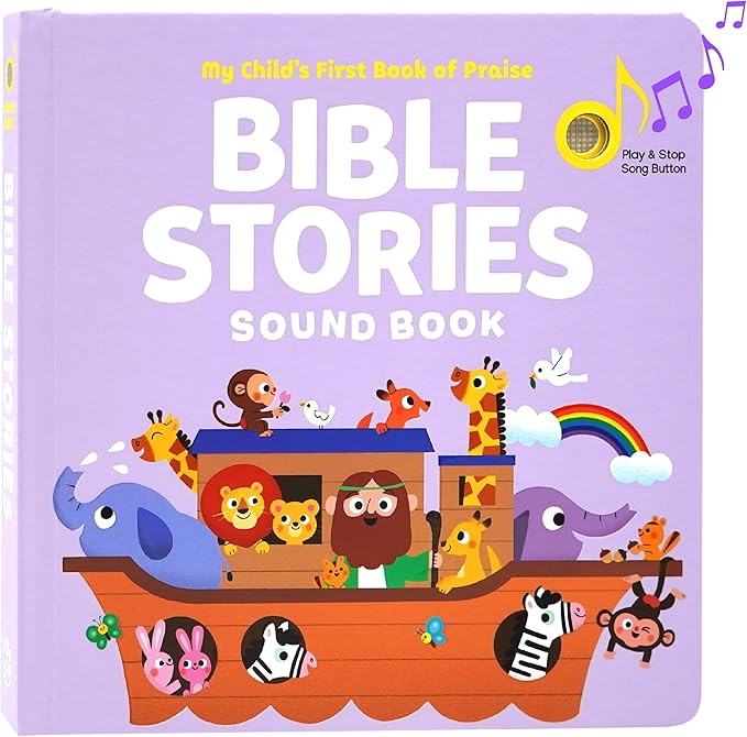 Bible Stories Christian Sound Books for Kids - 6 Bible Songs - Christening, Baptism Gifts for Boys and Girls - Religious Toys, Interactive Music Books for Toddlers - Baby Dedication