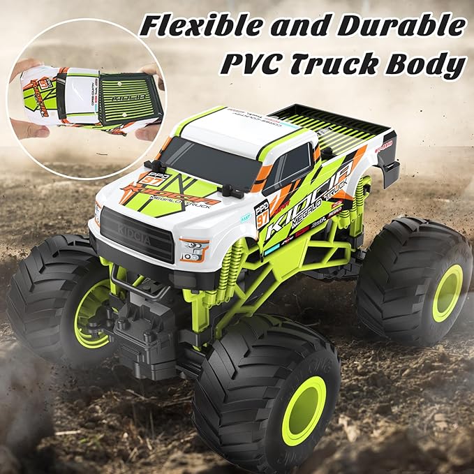 1:16 Scale RC Monster Truck - 2.4GHz All Terrain Car for Kids 4-12, 20 Km/h Off Road RC Truck, Christmas or Birthday Gift