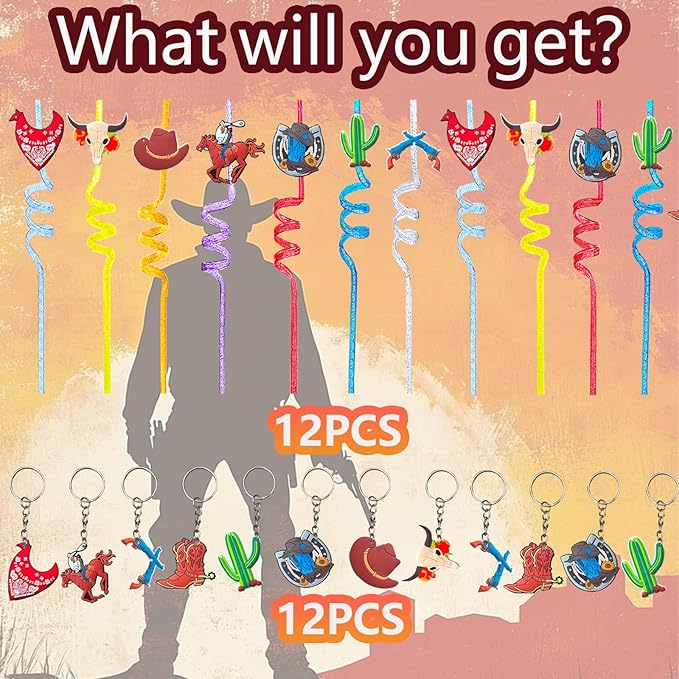 110 Pcs Western Cowboy Party Decoration ，Suitable for West Cowboy Themed Parties, Western Cowboy Party Favors，Suitable for Gifting Cowboy Playset Pack for Birthday Favors