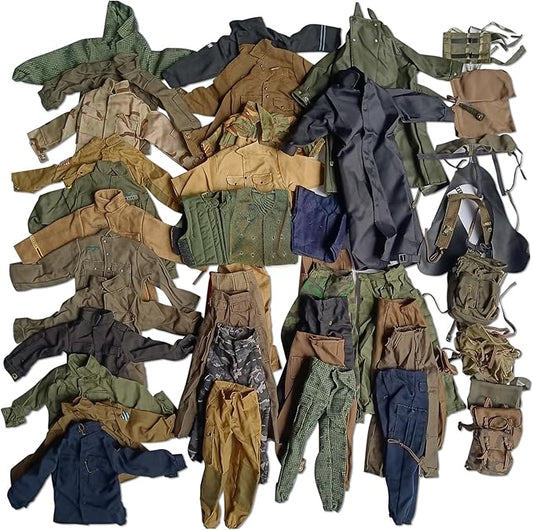 SIXPOINTS 50 Pieces 1/6 Scale Camo Military Clothes & Pants &Bag Accessories Fit for 12" GI Joe Ultimate Soldier Male Military Action Figure Body