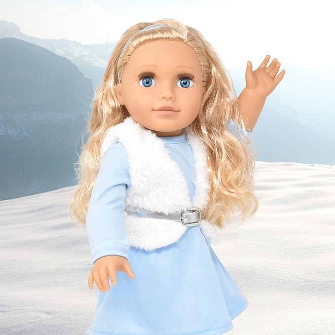 18 Inch Girl Doll with Clothes Set in Gift Box, Fashion Princess Doll with Beautiful Long Blond Hair Blue Eyes with 2 Outfits, Boots and Accessories for Girls and Kids