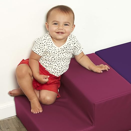 SoftScape Toddler Playtime Corner Climber, Indoor Active Play Structure for Toddlers and Kids, Safe Soft Foam for Crawling and Sliding (4-Piece Set) - Purple/Raspberry, 11619-PURS